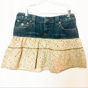 So Sequined/Floral Denim Skirt